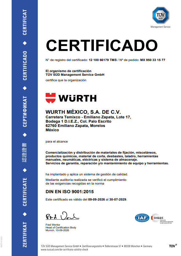 Certificación ISO 9001:2015 - ESPAÑOL